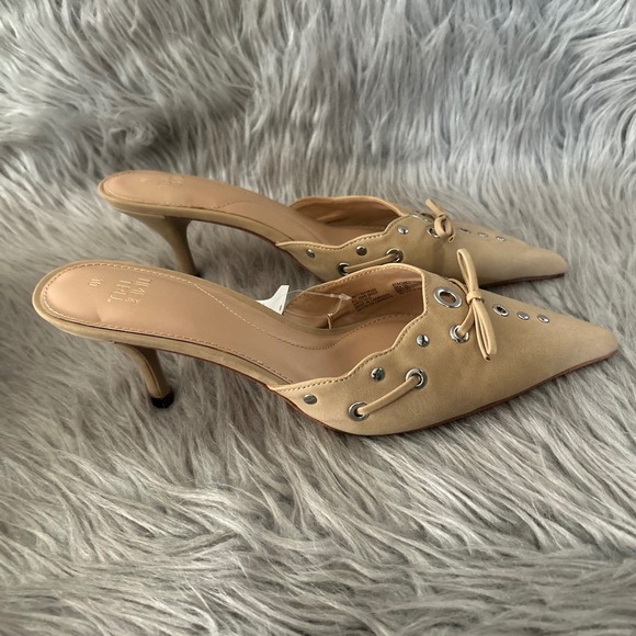 Time and Tru Shoes - Time And Tru Stud Kitten Heel Women Size 10 Beige Studded Slip On Heels Shoes